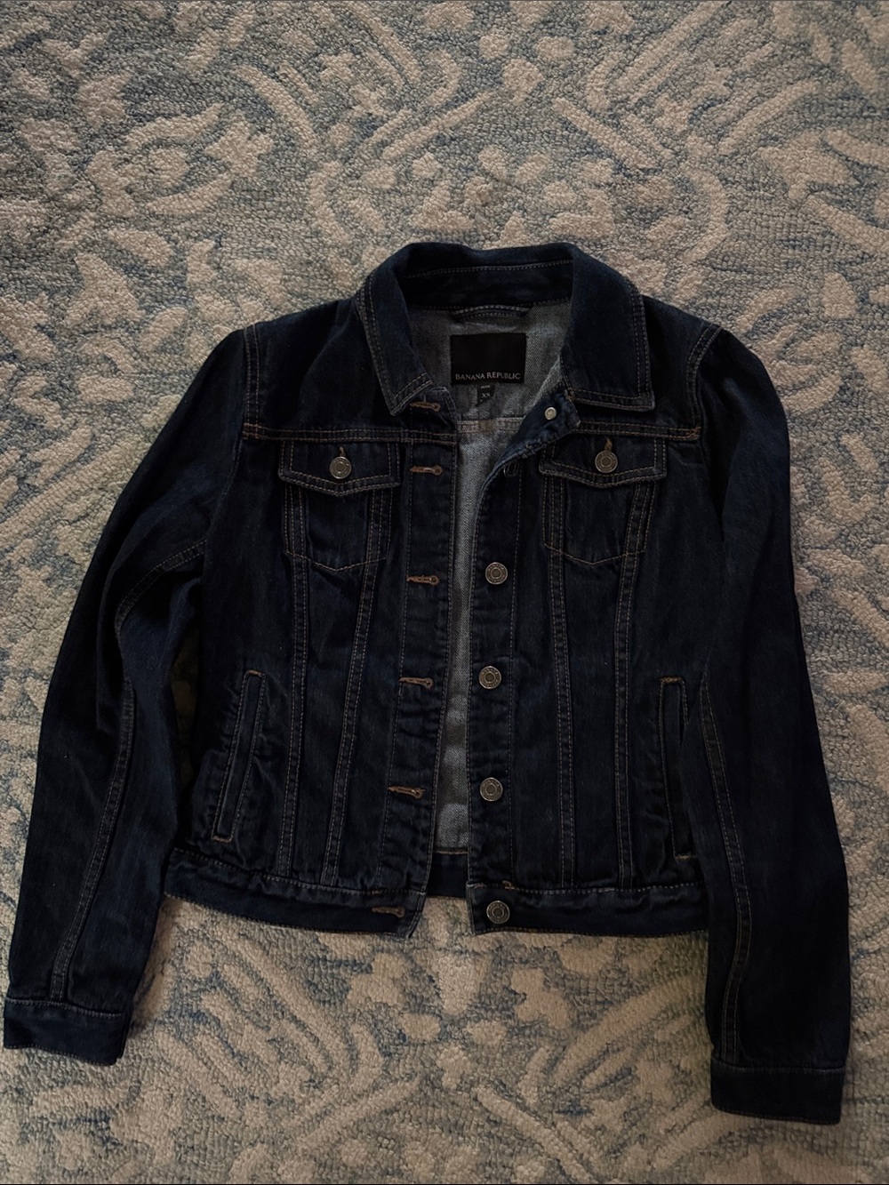 Banana Republic Black Jean Jacket Cropped Waist Length